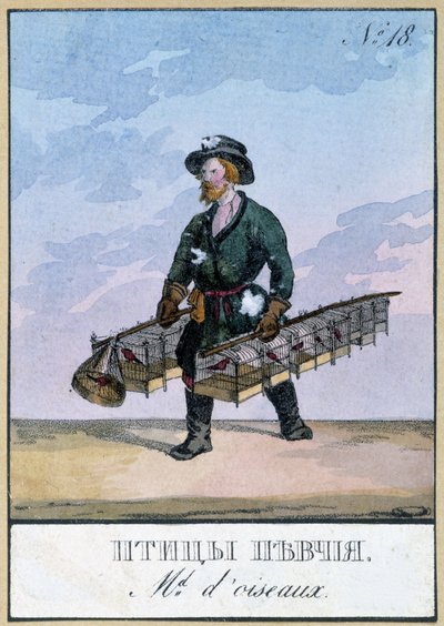 Gezici kuş tüccarı - 19. yüzyıl gravürü by Unknown artist