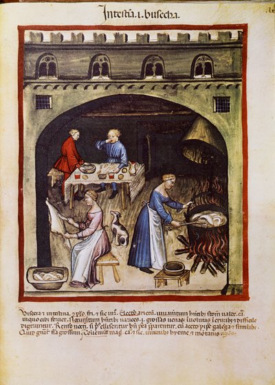 Bir ilacı tedavi edin: “” hayvanların bağırsaklarını ve bağırsaklarını pişirmek”””. “” Tacuinum sanitatis”ten (Cod. ser. nov. 2644) alınan sayfa 1400 civarında Viyana, Osterreischische Nationalbibliothek by Unknown artist