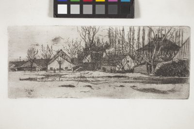 Kavak Yolu Olan Köy Önünde Havuz (Aşındırma) by Unknown artist