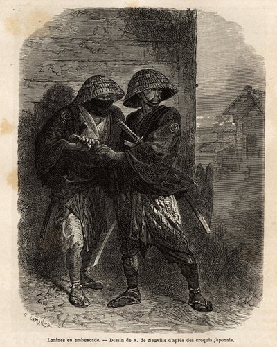 İki ronin (samuray efendisini kaybetmiş) pusuda duruyor. İsviçre Konfederasyonu bakanı Aime Humbert tarafından 1863-1864