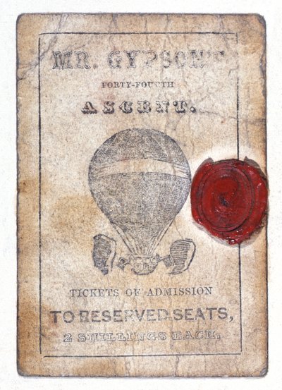 "Mr Gypsum"un Kırk Dördüncü Yükselişi"nde ayrılmış koltuklar için iki şilin bilet, 1 Ekim 1841 by Unknown artist