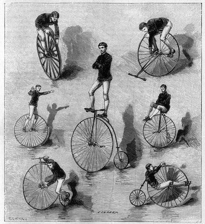 American Dan Canary tarafından velocipedic egzersizleri. 21 Temmuz 1888 tarihli “Doğa: bilimlerin ve sanat ve endüstriye uygulamalarının gözden geçirilmesi” nde gravür. by Unknown artist
