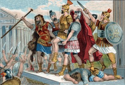 Vespasian (Latince Titus Flavius Vespasianus) (9-79) askerleri tarafından imparator ilan edildi. 1890 civarında kromolitografi. by Unknown artist
