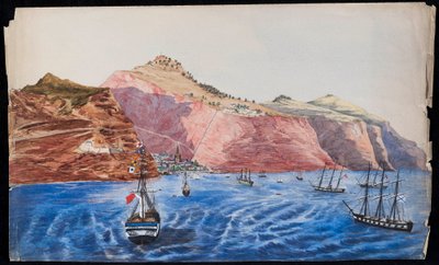 Jamestown görünümü, St. Helena, 1850 dolayları (kağıt üzerinde wc) by Unknown