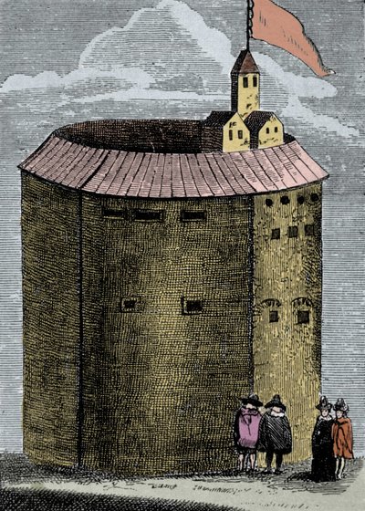 William Shakespeare (1564-1612) döneminde Londra Globe Tiyatrosu'nun görünümü. 19. yüzyılın gravürü. by Unknown artist
