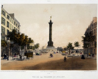 Boulevard Beaumarchais - litografi Temmuz sütununun görünümü (Place de la Bastille) by Unknown artist
