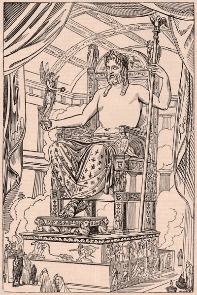 Phidias tarafından yapılan dev Olympian Zeus heykelinin görünümü by Unknown