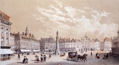 Lille şehrinin büyük meydanının görünümü. 19. yüzyıl Paris gravürü, B.N. by Unknown artist