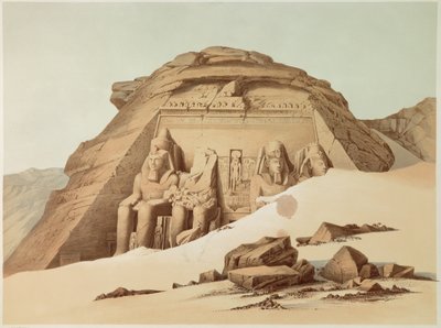 Ebu Simbel tapınağının görünümü. Mısır. 19. yüzyılın illüstrasyonu. Paris, Fransa Koleji by Unknown artist