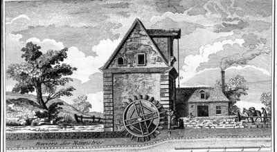 Su değirmeni. gravür 1800 civarında. by Unknown artist