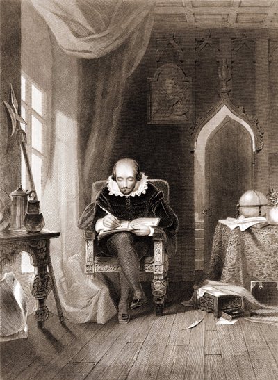 William Shakespeare (1564 - 1616) ofisinde. by Unknown artist