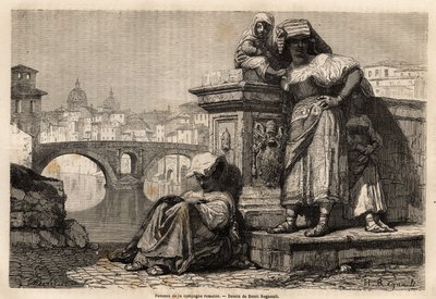 Roma kırsalının kadınları ve çocukları Tiber