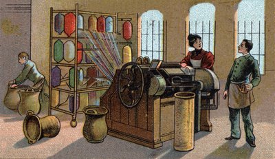 Yün endüstrisi, penye. 19. yüzyılın sonlarında kromolitografi by Unknown artist