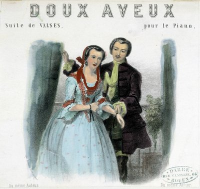 Genç bir adam genç bir kadına kur yapıyor, deb. 19. yüzyıl by Unknown artist