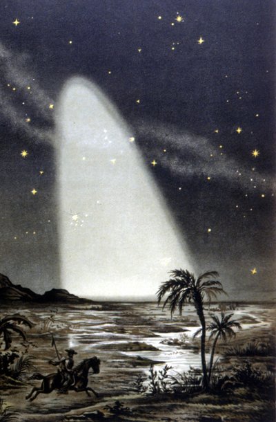 Meksika savanasında zodyak ışığı fenomeni. 19. yüzyıl renkli litografi. by Unknown artist