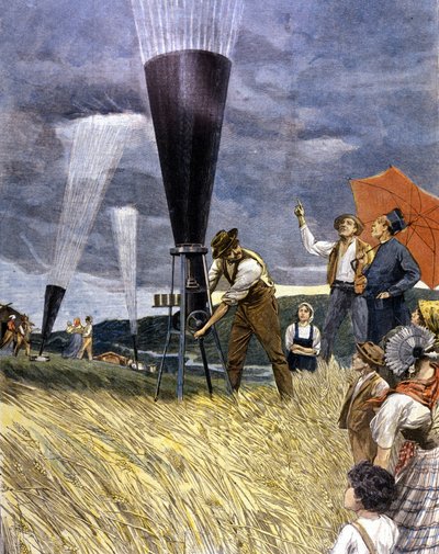 1899'da İtalya'daki bağcılar tarafından doluya karşı varil. by Unknown artist