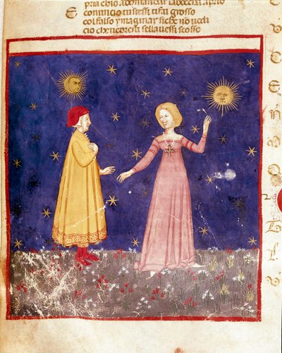 ilk cennet: Dante, Cennette Beatrice ile tanışır. Dante Alighieri