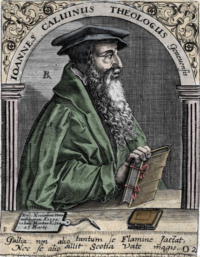 Jean Calvin (1509-1564), Fransız dini reformcu ve yazar portresi. by Unknown artist