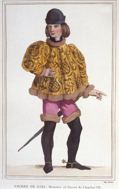 Charles VII, Maliye Bakanı ve Müfettiş'in favorisi Pierre de Giac'ın portresi. 1830'dan kalma gravür by Unknown artist