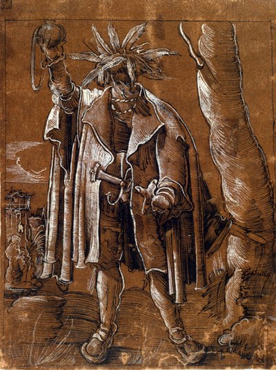 sihirli bir top tutan bir büyücünün temsili. by Unknown artist