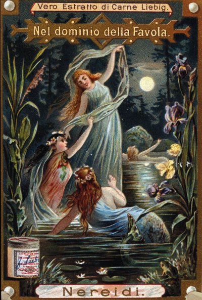 nereides, deniz perileri temsili. 19. yüzyıl kromolitografisi by Unknown artist