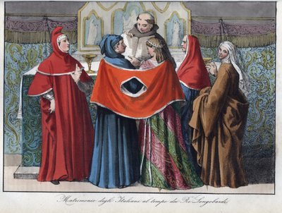İtalyanların Lombard kralları (568-774) zamanındaki evliliği - by Unknown artist