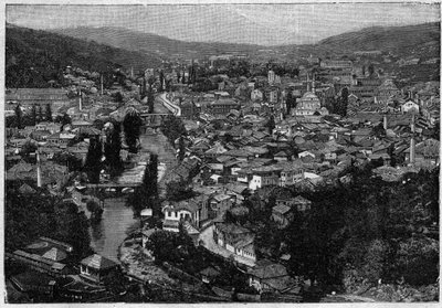 1894 yılında Saraybosna şehrinin görünümü - 1894 yılında Saraybosna şehrinin görünümü - gravür by Unknown artist