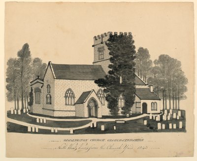 Oddington Kilisesi Yard, Gloucestershire, Kuzey Batı Görünümü by Unknown, English