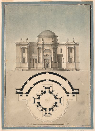 Tempietto ve Yarım Daire Aedicule ile Klasik Bir Tapınak için Tasarım by Unknown, Italian