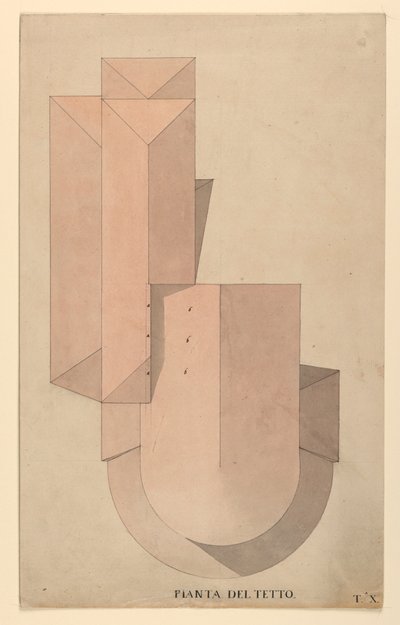 Çizim, La Fenice, Venedik için Yarışma Tasarımı: Çatı Planı, 1788 by Unknown artistUnknown artist