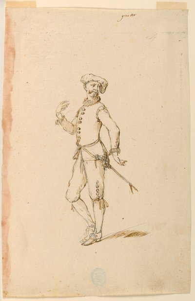 Çizim, Kostüm Tasarımı: Bir Bale Kaptanı, yaklaşık 1720 by Unknown artistUnknown artist