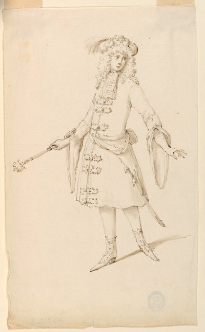 Çizim, Kostüm Tasarımı: Bir Bale İçin Soylu, Kral veya Prens, yaklaşık 1720 by Unknown artistUnknown artist