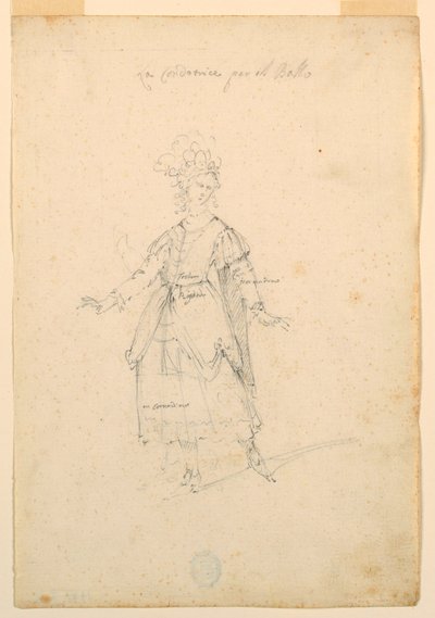 Çizim, Kostüm Tasarımı: Bir Bale İçin Şarkıcı Kadın, yaklaşık 1720 by Unknown artistUnknown artist