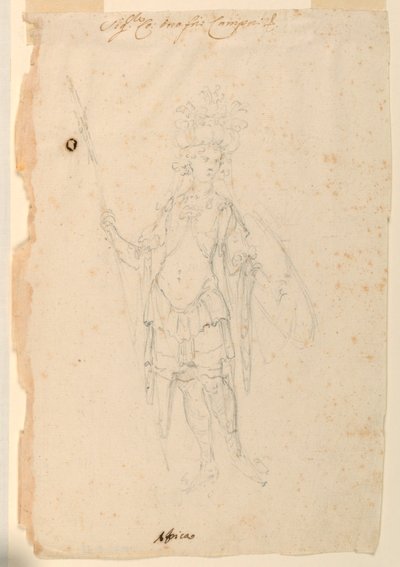 Çizim, Kostüm Tasarımı: Bir Bale için Afrika, yaklaşık 1720 by Unknown artistUnknown artist