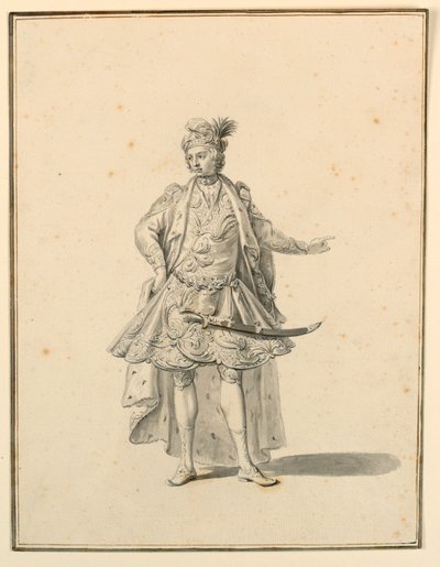 Çizim, Kostüm Tasarımı: Pers Prensi, Giuseppe Galli Bibiena Tarafından Tasarlanan Bir Sahne Prodüksiyonu için, 1719 by Unknown artistUnknown artist