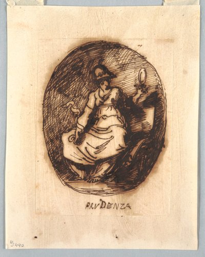 Çizim, Oval İçinde Prudence ile Dekoratif Proje, yaklaşık 1780 by Unknown artistUnknown artist