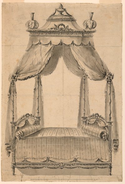 Çizim, Bir Yatak Tasarımı, yaklaşık 1785 by Unknown artistUnknown artist