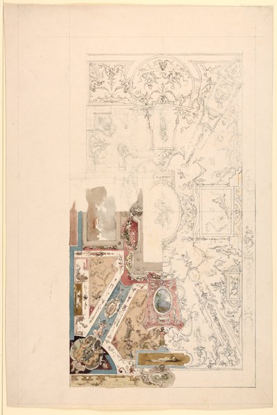 Çizim, Bir Tavan Tasarımı, 1750-1800 by Unknown artistUnknown artist
