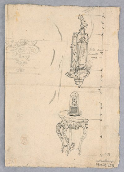 Çizim, Bir Saat ve Konsol Tasarımı, 18.-19. yüzyıl by Unknown artistUnknown artist