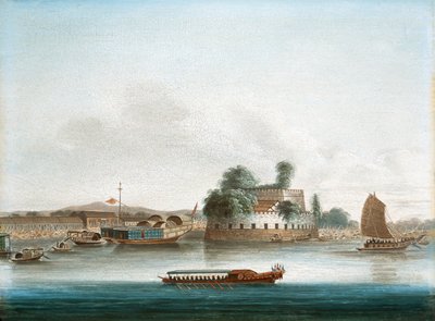 Kanton Nehri üzerinde bir kale by Unknown artist