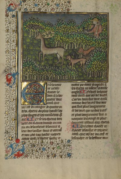 Bir Avcı ve Köpekler Bir Alageyiğin Peşinde by Unknown artist