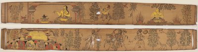 Bir Prens Kemer sıkıyor (rekto); Shiva ve Takipçileri, Upendra Bhanja'nın bir Chandrabhanu ve Lavanyavati Romantizminden (1670-1740) Kailash Dağı'na Dönüyor (verso) by Unknown artist