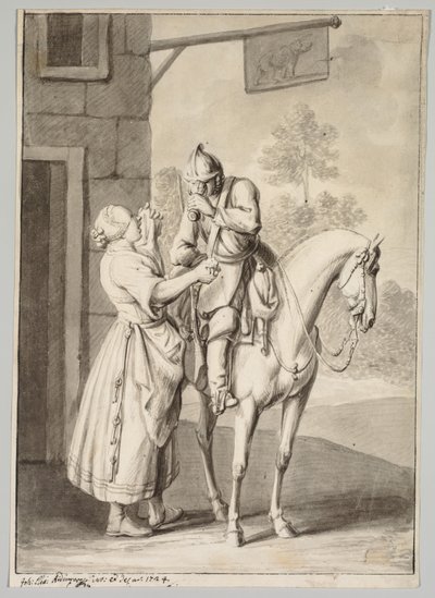 Bir Taverna Önünde Zırhlı Bir Asker by Unknown artist