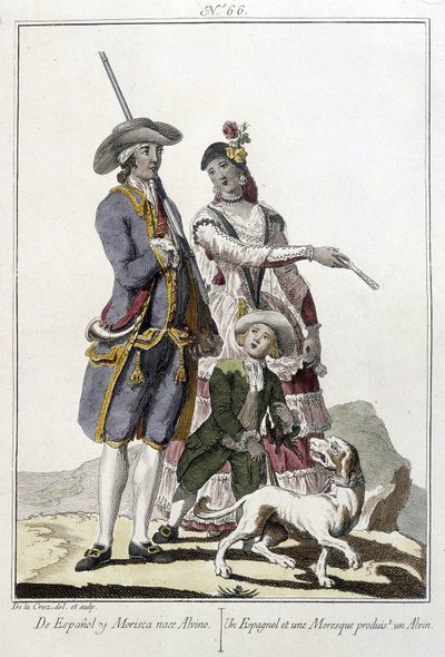 Bir İspanyol ve bir Mağribi, bir alvin - gravür doğuruyor by Unknown artist