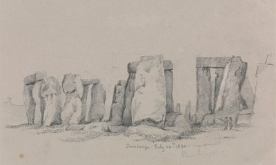 Ön Planda İki Figürlü Stonehenge Görünümü by Unknown artist