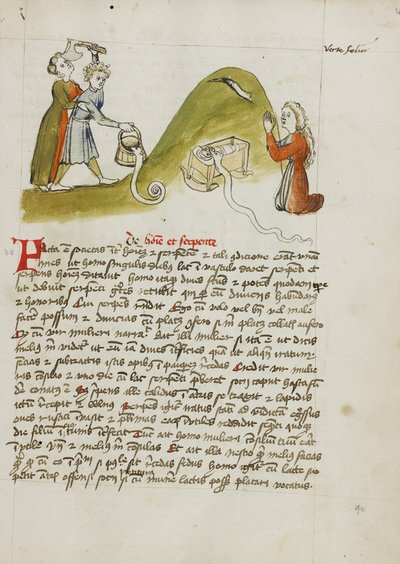 Dua Eden Bir Kadın ve Yakındaki Bir Tepede Bir Yılan; Baltayla Yılanı Öldürmeye Çalışan Bir Adam by Unknown artist