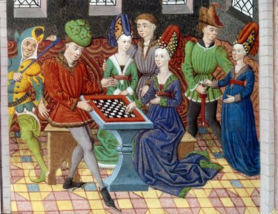 Bir kale odasında iki saray arasında oynanan bir satranç oyunu. “Büyük İskender Tarihi”nden (veya Makedonyalı III. İskender (MÖ 356-323)) alınan minyatür by Unknown artist