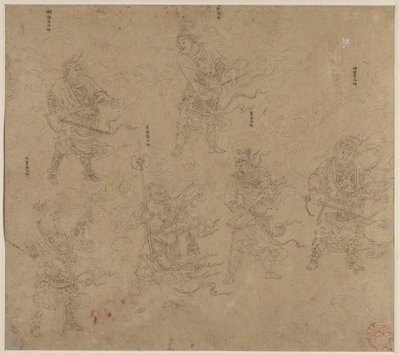 Taoist ve Budist Temaları Albümü: Taoist Tanrıların Alayı: Yaprak 13 by Unknown artist