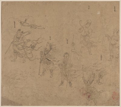 Taoist ve Budist Temaları Albümü: Taoist Tanrıların Alayı: Yaprak 15 by Unknown artist