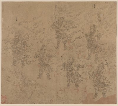 Taoist ve Budist Temaları Albümü: Taocu Tanrıların Alayı: Yaprak 16 by Unknown artist